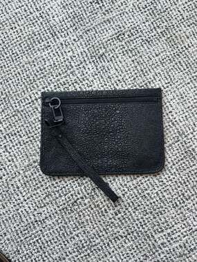 Alexander Wang Black Stingray-Embossed Leather Zip Pouch Wristlet